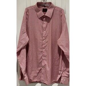 Louis Feraud Button Up Dress Shirt Red Check 3XL 47/48